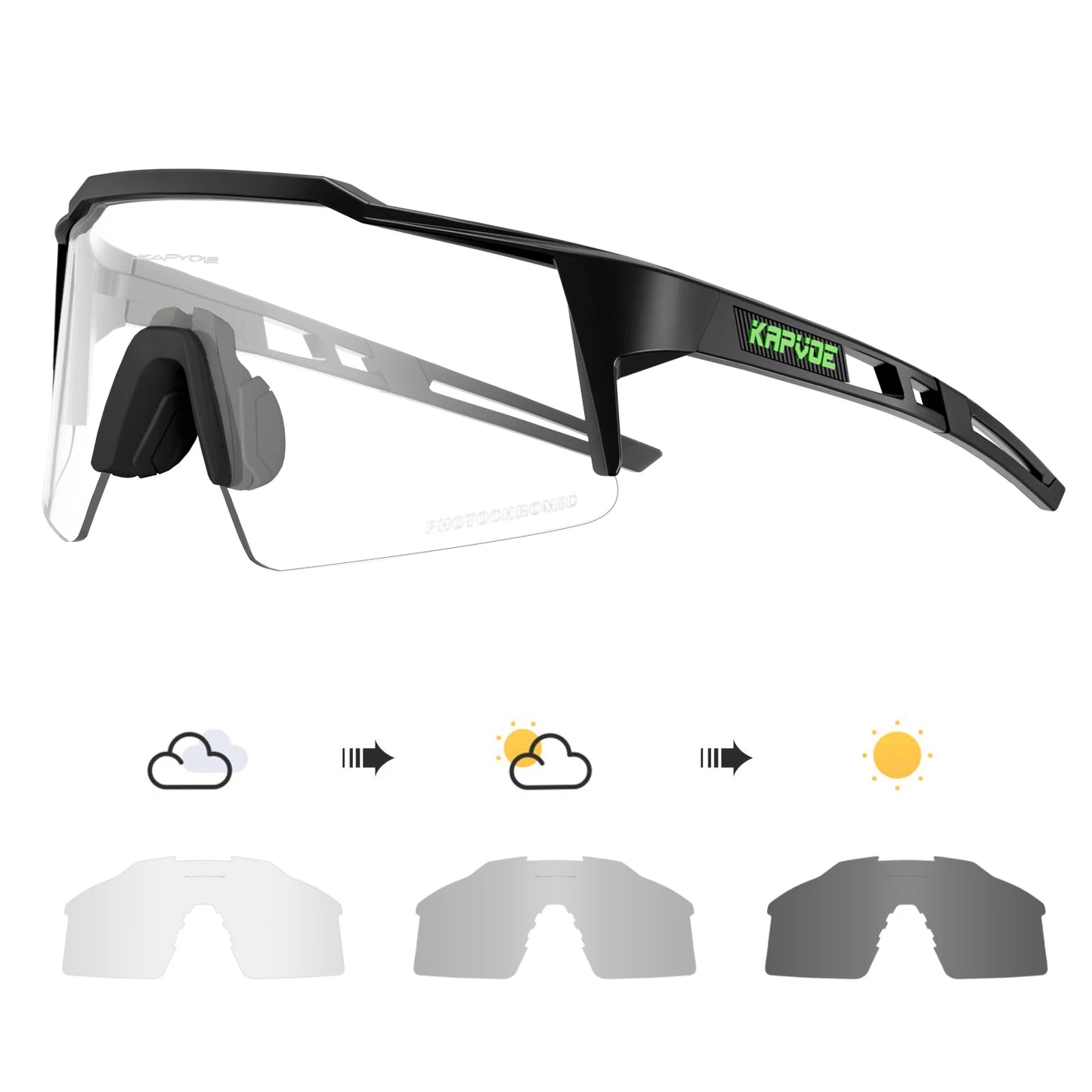 Kapvoe Photochromic Cycling Sunglasses for Men Women Bike Glasses Riding Driving UV400 Mountain Bicycle Goggles Eyewear Sports