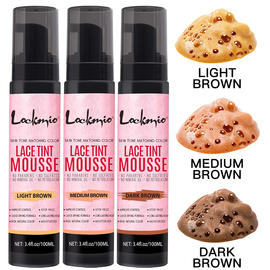 LOCKMIO Natural Lace Tint Spray Dyed Foam Mousse for Women 100ML Wigs Mesh Skin-fitting Invisible Colorant Cosplay Wig Dye Mist