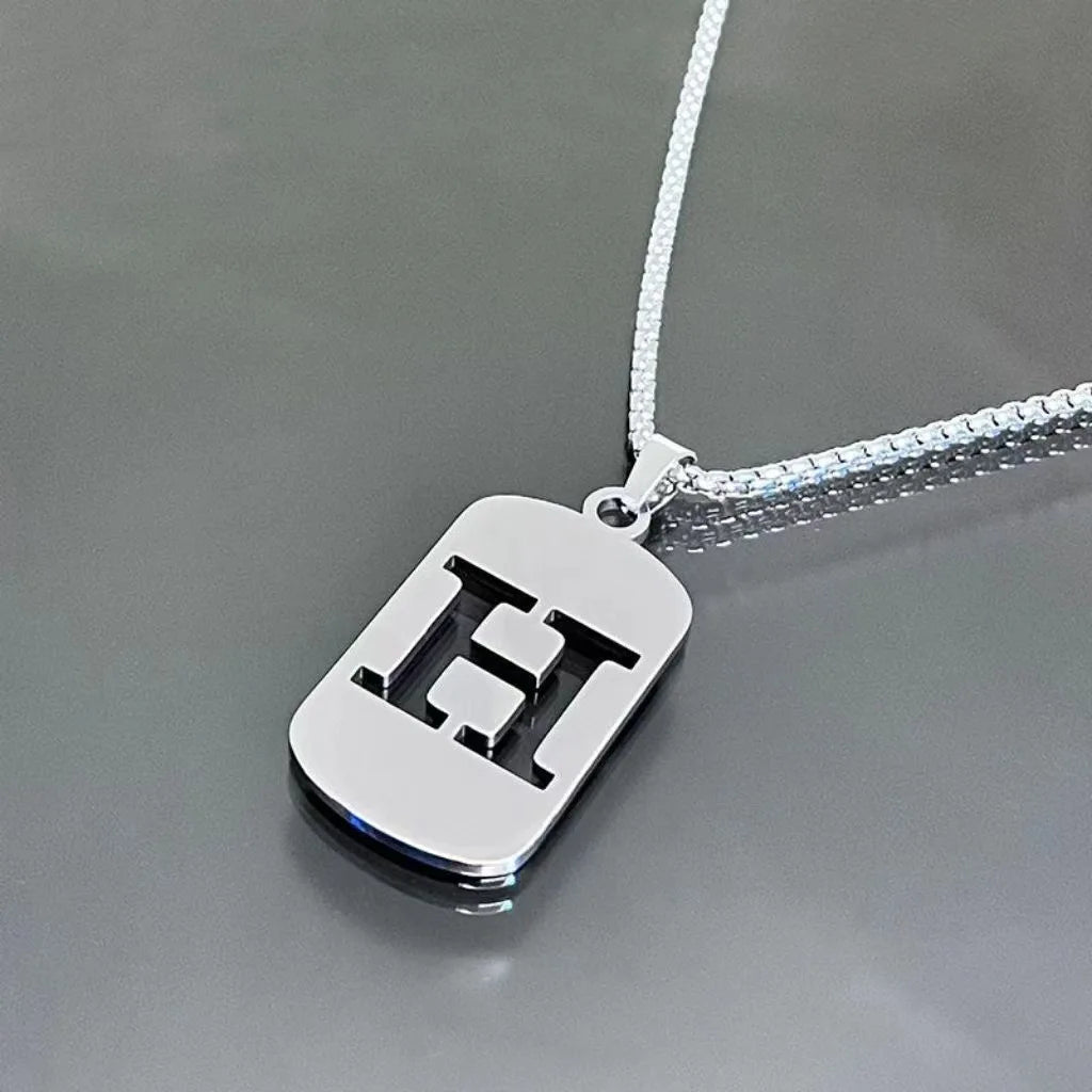 Stainless steel Men Women Pendant Necklace Hollow 26 Mother Without Plating Design  Style Hip Hop Chain for Daily Wear and Gift