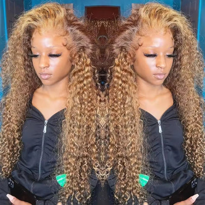 Loose Deep Wave Wig Human Hair Ready To Wear13x4 13x6 Lace Closure Curly Highlight Ombre 4/27 Preplucked Hairline Pre Cut