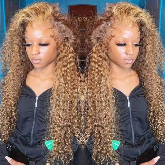 Loose Deep Wave Wig Human Hair Ready To Wear13x4 13x6 Lace Closure Curly Highlight Ombre 4/27 Preplucked Hairline Pre Cut