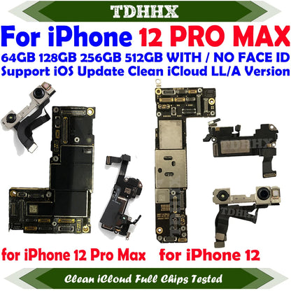 CleaniCloud Full Working Well Mainboard for iPhone 12Pro / 12 Pro MAX Motherboard with Face ID OK Main Logic Board 12Mini