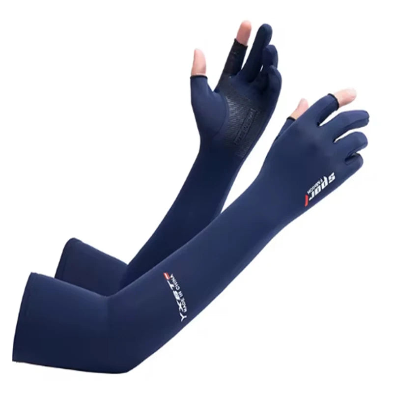UV Solar Arm Sleeves Long Cuffs for Cycling Men Women Cool Sun Protection Motorcyclist Driving Gloves Hand Cover Summer