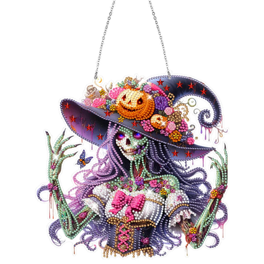 Special Shape Halloween Pumpkin Carriage 5D DIY Diamond Painting Dots Pendant Rhinestone Diamond Art Pendants for Wall Window
