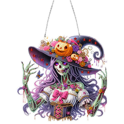 Special Shape Halloween Pumpkin Carriage 5D DIY Diamond Painting Dots Pendant Rhinestone Diamond Art Pendants for Wall Window