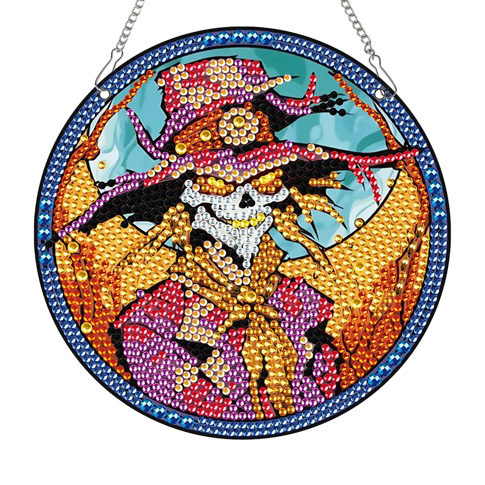 Special Shape Halloween Pumpkin Carriage 5D DIY Diamond Painting Dots Pendant Rhinestone Diamond Art Pendants for Wall Window