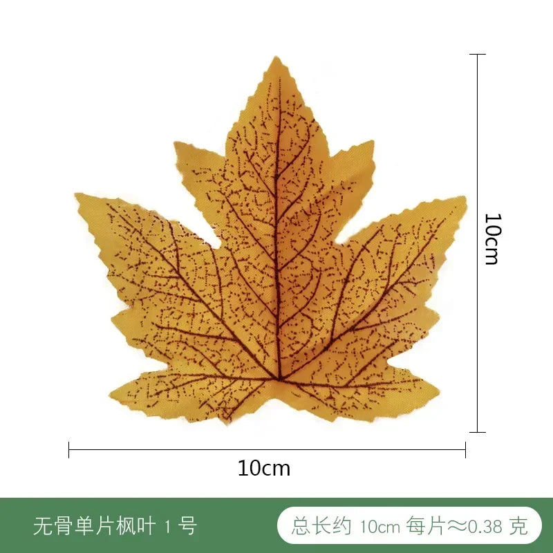 50pcs Artificial Maple Leaf Halloween Harvest Festival Home Decoration Boneless Feel Red Single Piece Artificial Maple Leaf