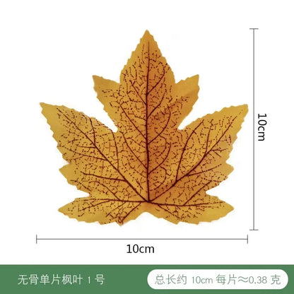 50pcs Artificial Maple Leaf Halloween Harvest Festival Home Decoration Boneless Feel Red Single Piece Artificial Maple Leaf
