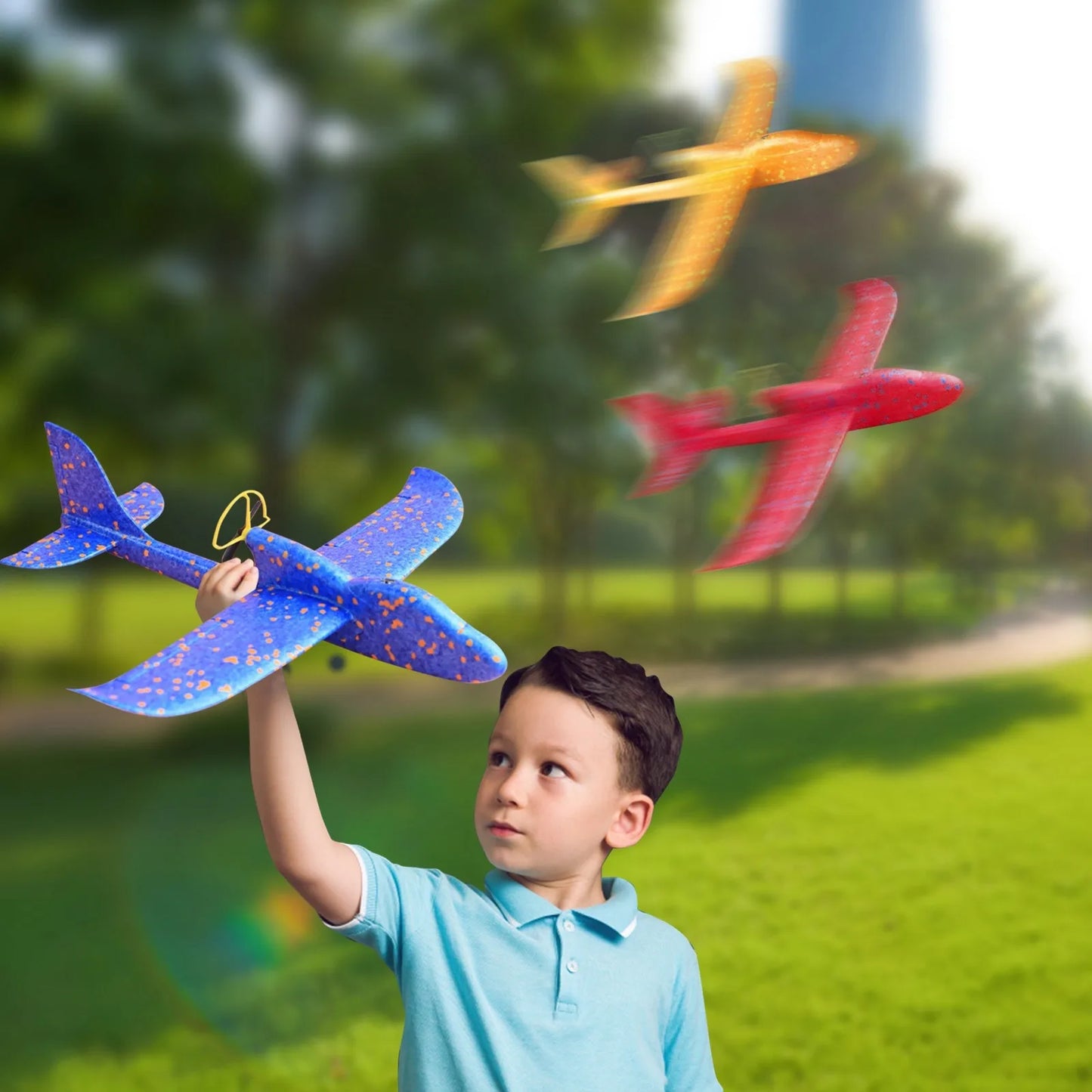 Electric Foam Plane Glider Hand Throw Airplane with LED Light Automatic Flight Planes Outdoor Kids Toys for Children Boys Gifts