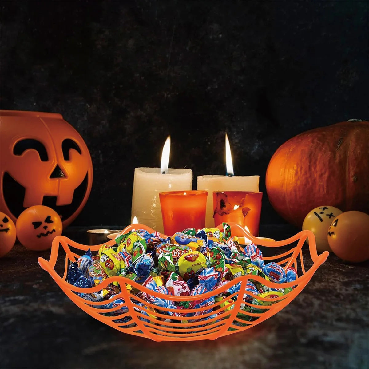 Halloween Spider Web Dessert Basket Halloween Party Decor 2025 Candy Bowl Haunted House Trick or Treat Party Supplies Snack Tray