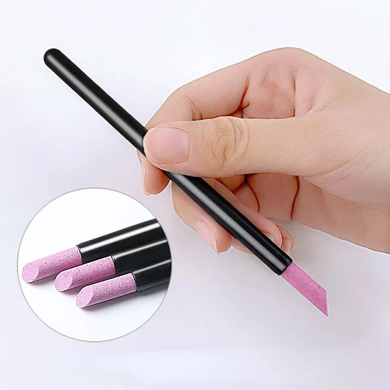 Portable Quartz Grinding Sanding Pen Nail Cuticle Pusher Dead Skin Remover Pushers Nail Polish Manicure Stick Nail Files Tools