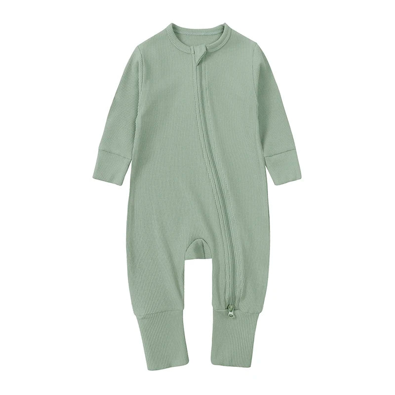 2025 Bamboo Fiber Baby Boys Girls Romper Newborn Bodysuit Long Sleeve Zipper Solid Infant Jumpsuit Toddler Clothes for 0-24M