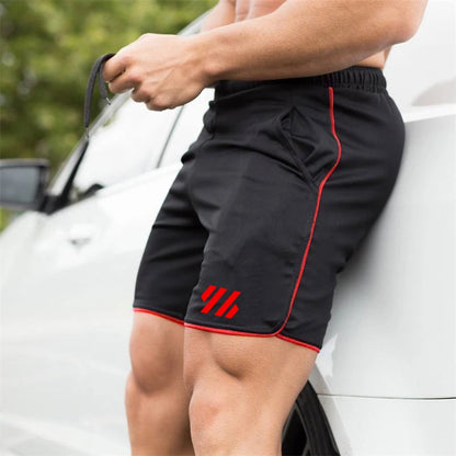 New Fitness Muscle Breathable Brother Sports Shorts Running Quick Dry Pants Summer Slim Training Quarter Pants (1)