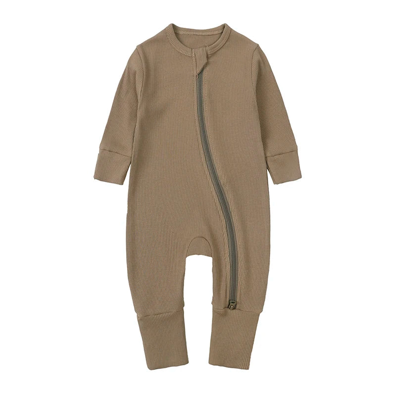 2025 Bamboo Fiber Baby Boys Girls Romper Newborn Bodysuit Long Sleeve Zipper Solid Infant Jumpsuit Toddler Clothes for 0-24M