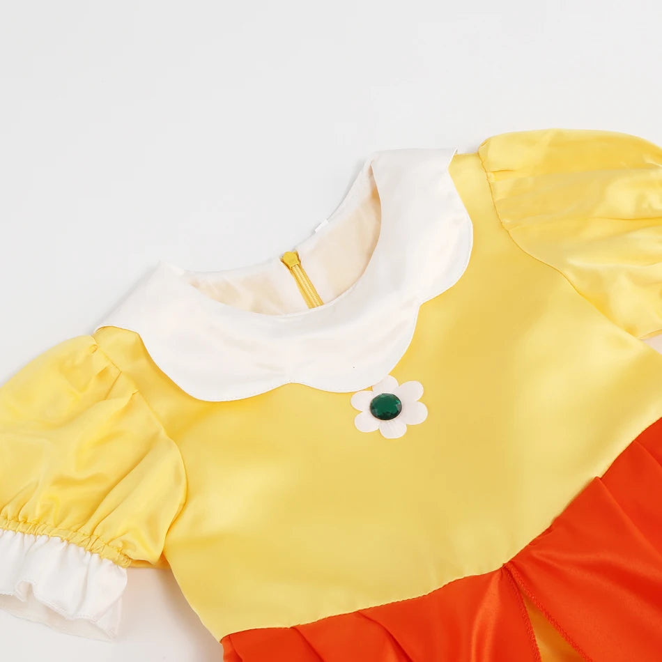 Game Princess Daisy Cosplay Costume Girls Cute Lolita LED Light Flashing Dress Fancy Halloween Carnival Wig Uniforms Clothing