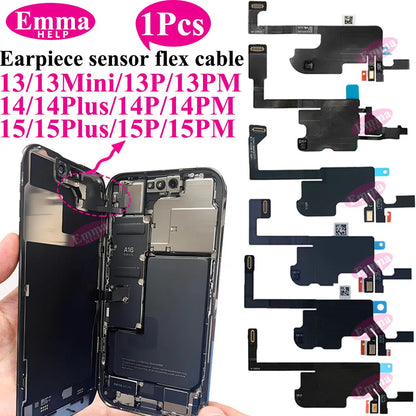 Original Earpiece Sensor Proximity Flex Cable Light for iPhone 13 Pro Max 15 14 Plus Mini Mic Ear Speaker Microphone Repacement