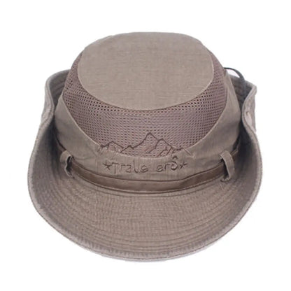 Foldable Cotton Sun Protection Hat Adjustable Breathable Wide Brim Fishing Cap Bucket Hat Jungle Hat Outdoor Camping Accessories