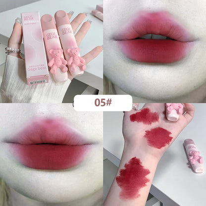 Gegebear Bear Lip Glaze Matte Velvet Lipstick Long-lasting Whitening Lip Cream Lip Mud