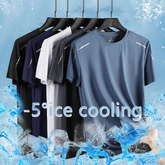 Men's Running Quick Drying T-shirts Breathable Hiking Fishing Tees Soft Elasticity Outdoor Sports Short Shirt Summer