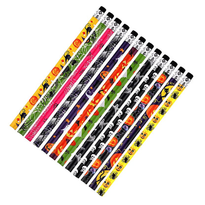 12~36pcs Halloween Style Pencils Random Design HB Pencil Cartoon Eraser Halloween Themed Stationery Students Gift Boys Girls ZYF