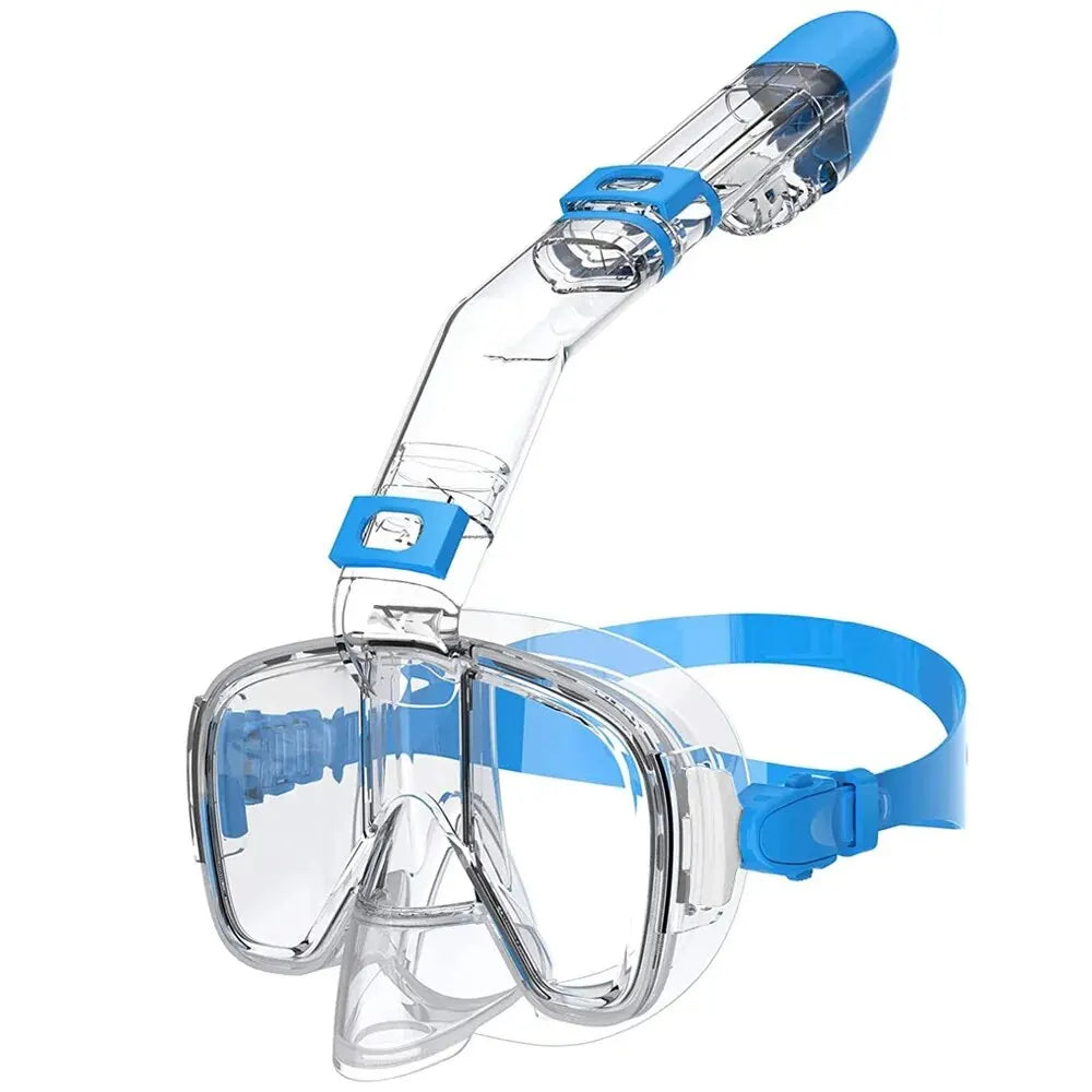 Diving Masks Foldable Anti-Fog Snorkel Mask Set with Full Dry Top System for Free Swim Professional Snorkeling Gear Adults Kids