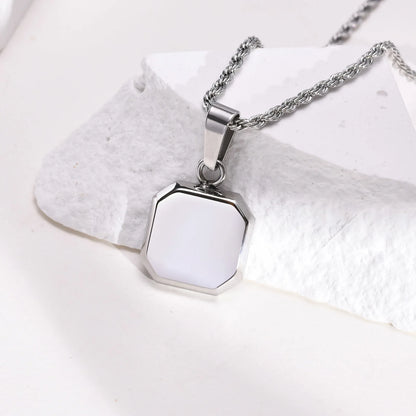 Vnox A-Z Initial Letters Men Necklaces, Geometric Pendant with Box Cuban Rope Chain, Stainless Steel Square Simple Collar