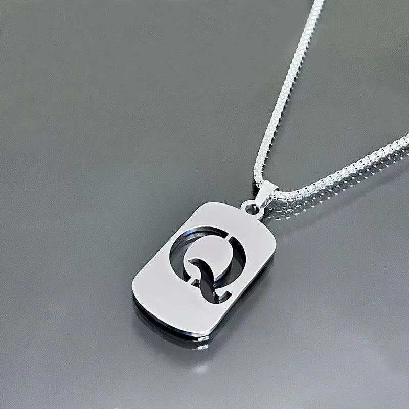 Stainless steel Men Women Pendant Necklace Hollow 26 Mother Without Plating Design  Style Hip Hop Chain for Daily Wear and Gift