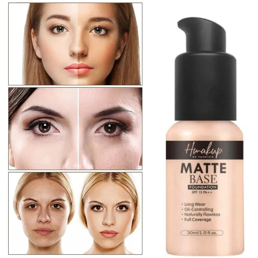 30ml 6 Colors Matte Liquid Foundation Oil Control Waterproof Lasting Full Coverage Facial Natural Concealer Base Makeup Cosmetic