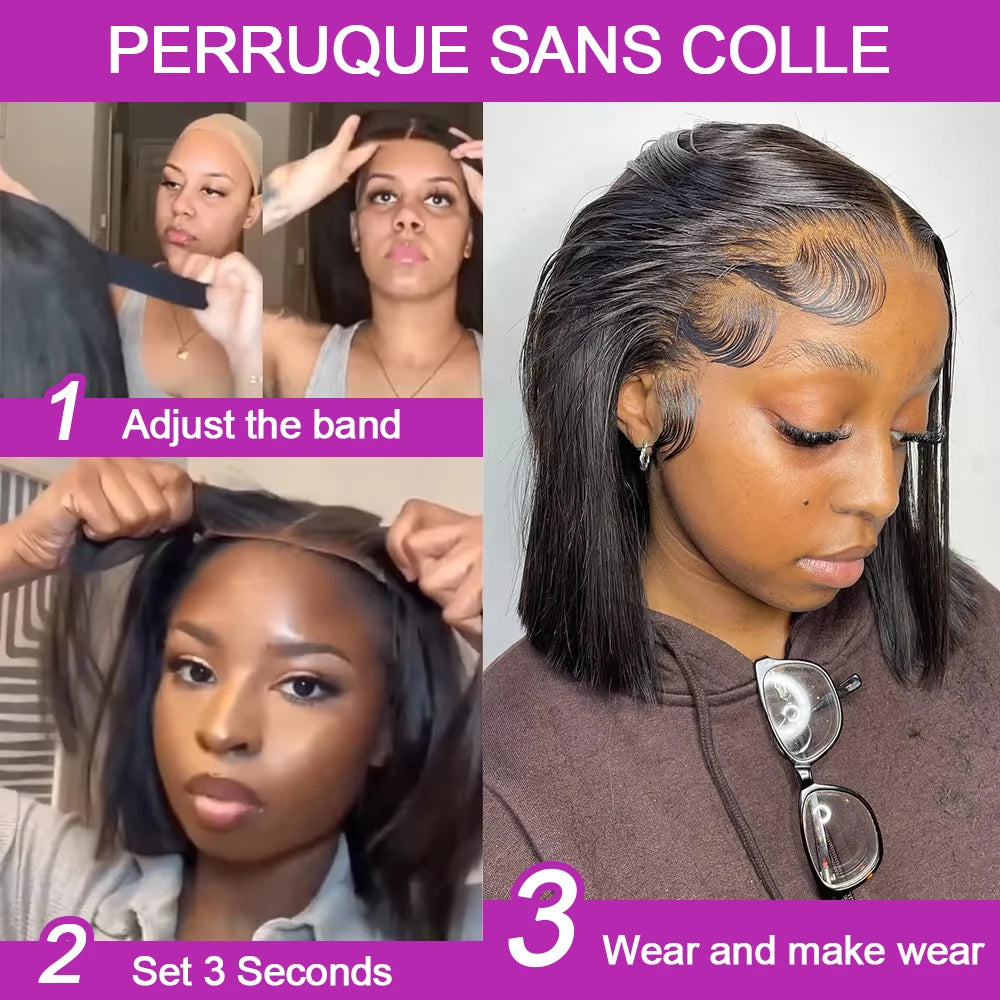 100% Human Hair Wig Glueless Braided Closure Hd Lace Frontal Wig Pre Cut Vietnamese Straight Short Bob Lace Front Wig for Women