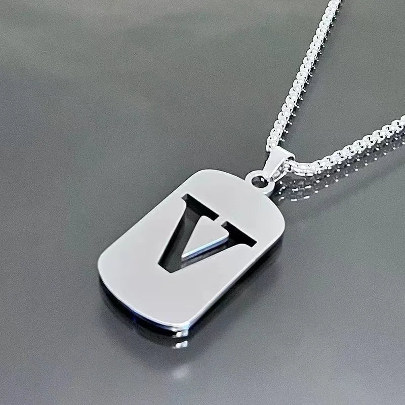 Stainless steel Men Women Pendant Necklace Hollow 26 Mother Without Plating Design  Style Hip Hop Chain for Daily Wear and Gift