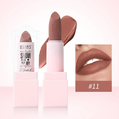 USHAS Purple Matte Lipstick Long Lasting Waterproof 6 Color Lipsticks Sexy Nude Velvet Halloween Brown Moisturizing Lip Makeup