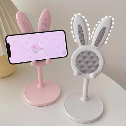 O suporte de telefone móvel de coelho fofo pode levantar e ajustar os acessórios do telefone de mesa suporte de telefone aperto do telefone