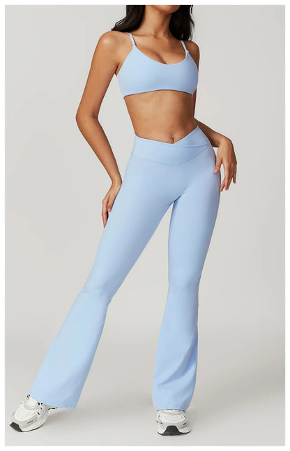 Women Sportswear Yoga Set 2PCS Sport Suit Gym Workout Clothes Short Sleeve Gym Crop Top High Waist Leggings Fitness Sports Wear
