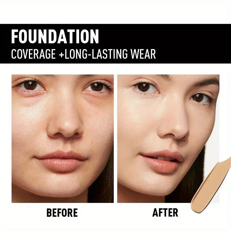 Full Coverage Concealer Foundation - Long-Lasting, Waterproof Natural Matte Finish for Flawless Skin Easy To Create Daily Makeup