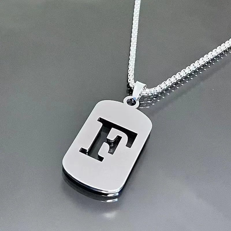 Stainless steel Men Women Pendant Necklace Hollow 26 Mother Without Plating Design  Style Hip Hop Chain for Daily Wear and Gift
