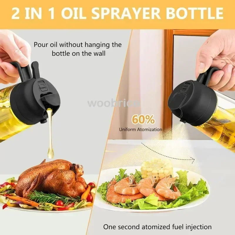 Dual Purpose Glass Oil Bottle Kitchen Spray Oil Sprayer Bottle Kitchen Oils Spray Can Leakproof Oil Spray Bottle Household