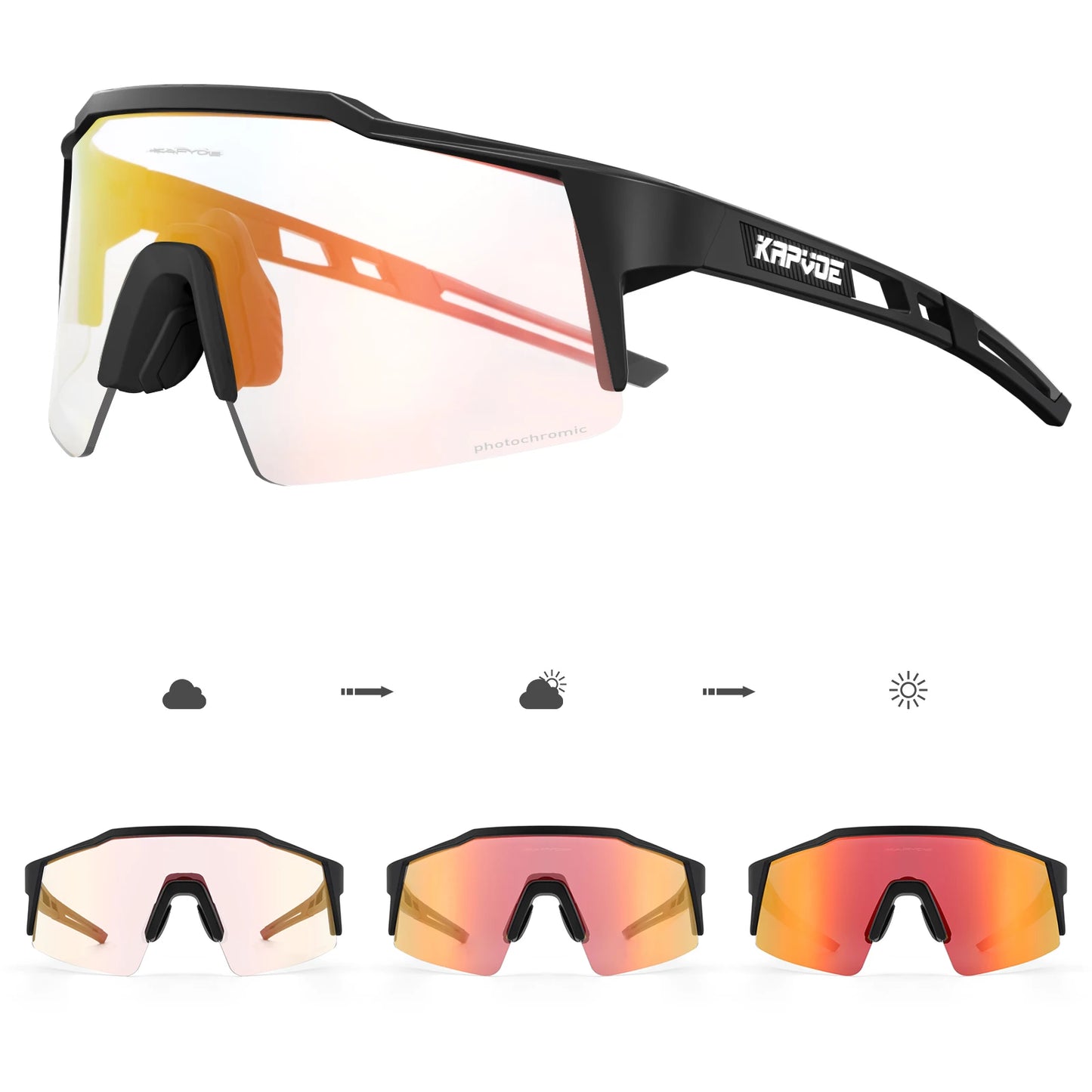 Kapvoe Photochromic Cycling Sunglasses for Men Women Bike Glasses Riding Driving UV400 Mountain Bicycle Goggles Eyewear Sports