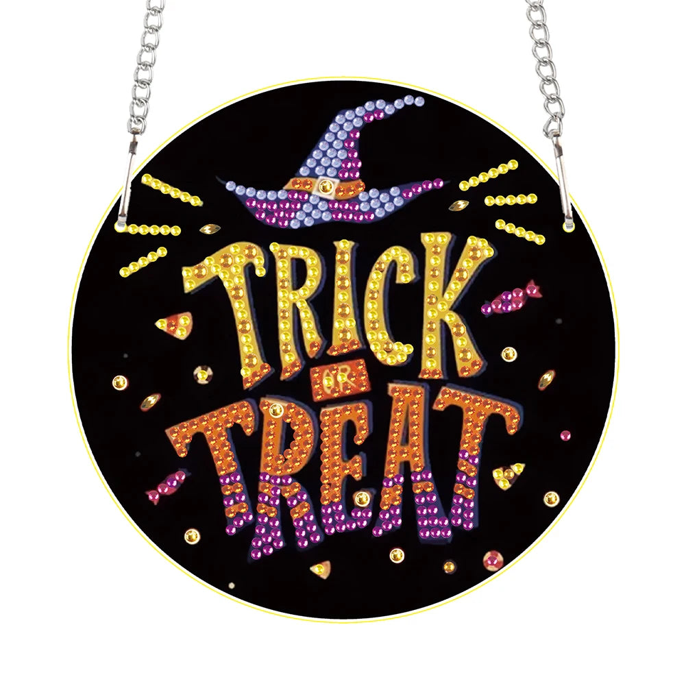 Special Shape Halloween Pumpkin Carriage 5D DIY Diamond Painting Dots Pendant Rhinestone Diamond Art Pendants for Wall Window