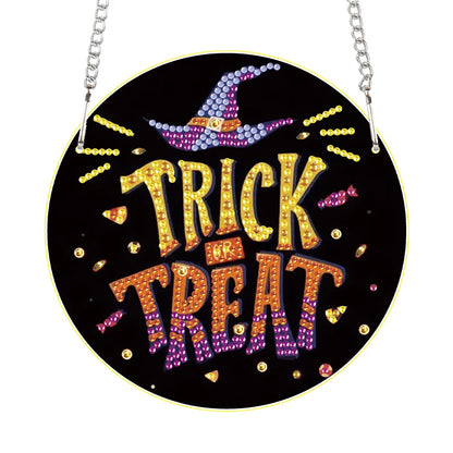 Special Shape Halloween Pumpkin Carriage 5D DIY Diamond Painting Dots Pendant Rhinestone Diamond Art Pendants for Wall Window