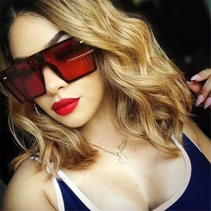 New Top Oversize Square Sunglasses Women Fashion Retro Gradient Sun Glasses 2024 Men Blue Big Frame Vintage Eyewear UV400