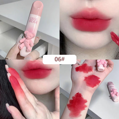 Gegebear Bear Lip Glaze Matte Velvet Lipstick Long-lasting Whitening Lip Cream Lip Mud
