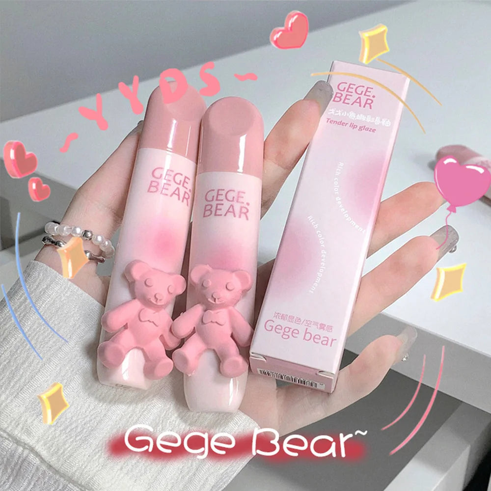 Gegebear Bear Lip Glaze Matte Velvet Lipstick Long-lasting Whitening Lip Cream Lip Mud