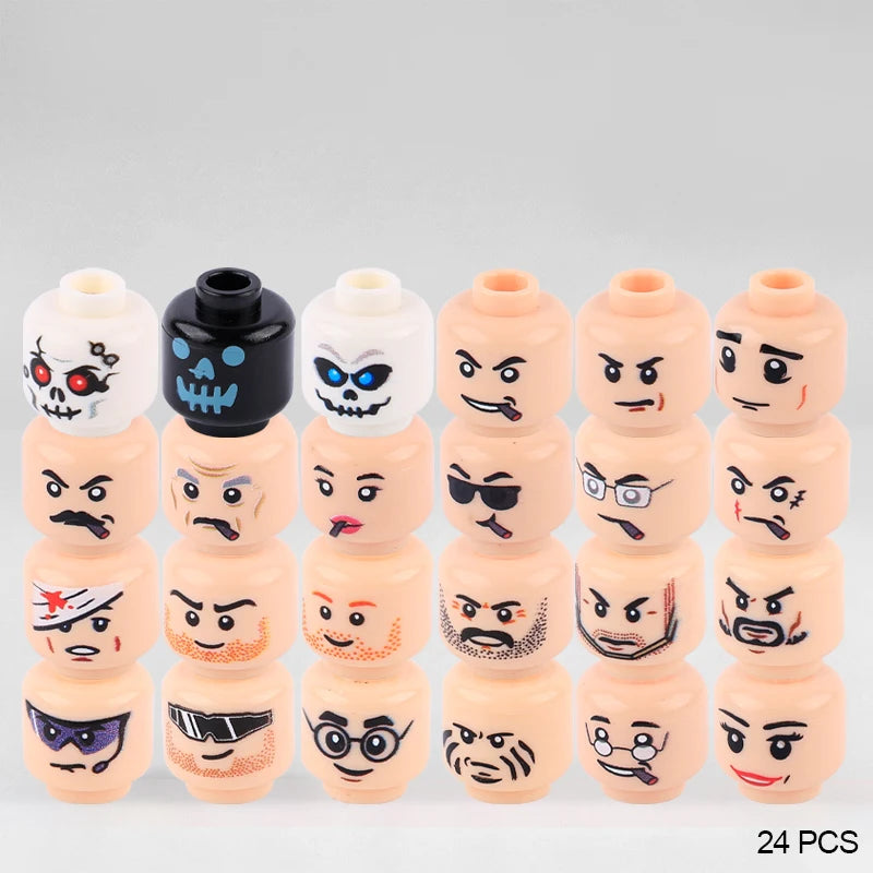 WW2 Military Army Soldier Figures Face Heads Building Blocks City Halloween Accessory Modern SWAT Minifigs Skull Parts Brick Toy