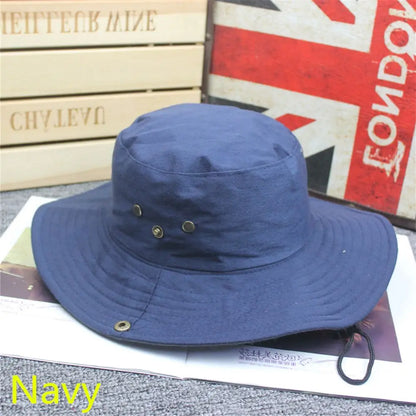 Foldable Cotton Sun Protection Hat Adjustable Breathable Wide Brim Fishing Cap Bucket Hat Jungle Hat Outdoor Camping Accessories