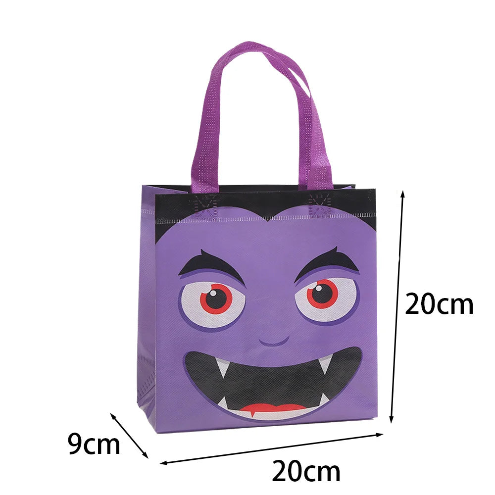 5 PCS Halloween Non-Woven Treat Bags Pumpkin Ghost Bat Mummy Monster Cat  Pattern Totes Bag Trick or Treat Halloween Party Favor