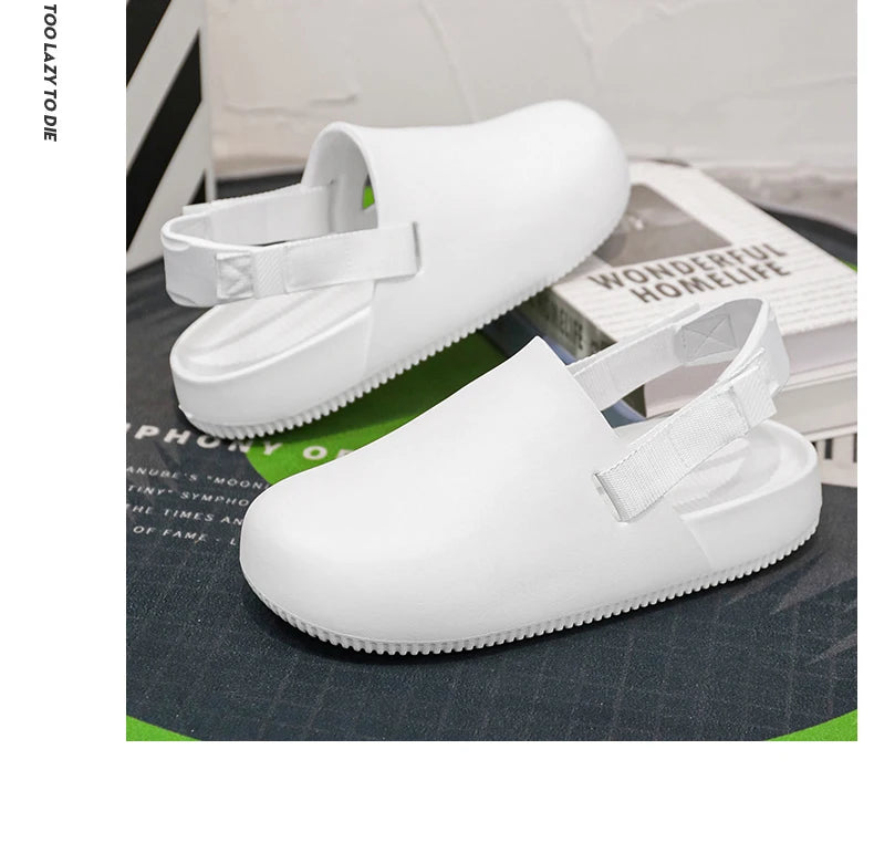 Summers Clogs Man Slippers Men Flat Mules Beach Sandals Quick Drying Water Shoes Work Casual Garden Lightweight Slippers