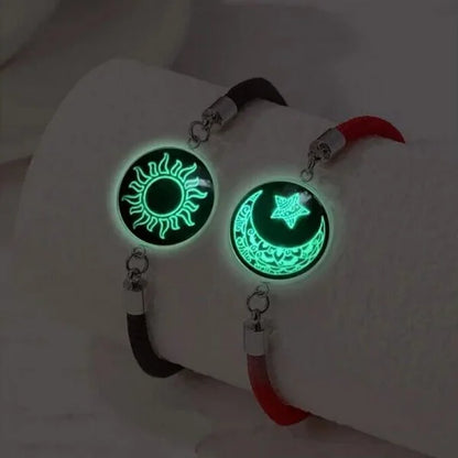2 PCS/Set Butterfly Couples Pendant Luminous Bracelet For Women Lover Black Rope Charm Friendship Girlfriend Party Jewelry Gift