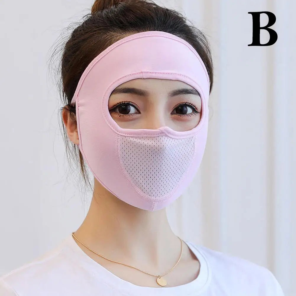 Women Men Sunscreen Mask Outdoor Sports Cycling Breathable Washable Reusable Double Layer Ice Silk Masks Anti-UV Sun Face Cover