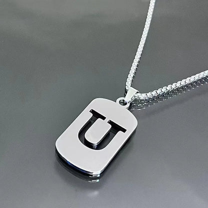 Stainless steel Men Women Pendant Necklace Hollow 26 Mother Without Plating Design  Style Hip Hop Chain for Daily Wear and Gift