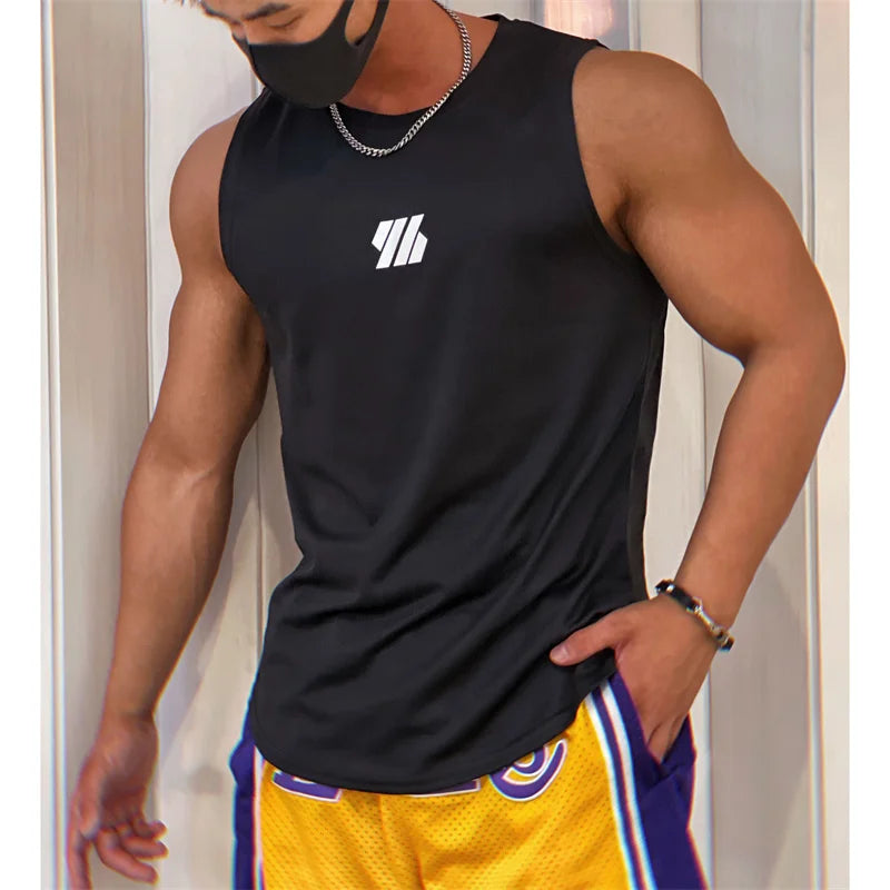 2025 newest Summer Gym Vest High Quality mesh Shirt Sleeveless T-shirts Men Tank Tops running Fitness Sports Vest men Clothing